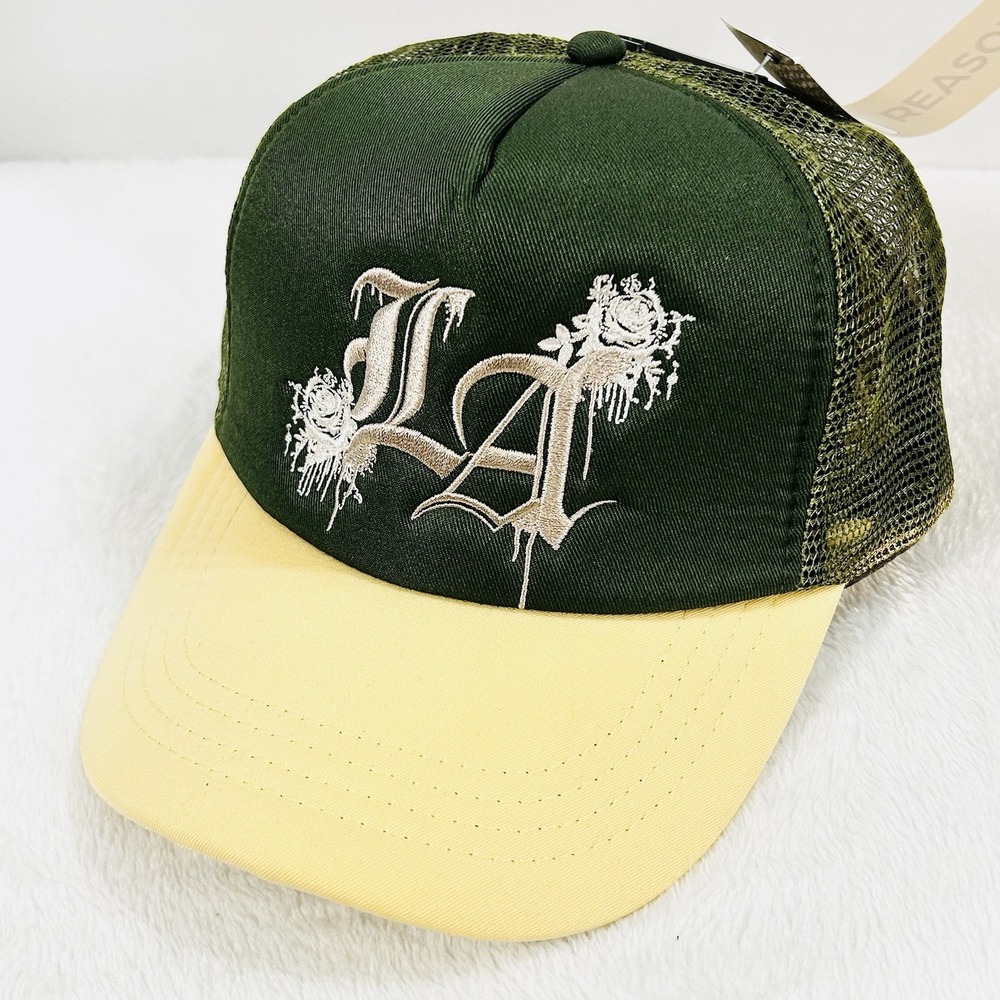 Reason Los Angeles Roses Trucker 2-Tone‎ Hat Cap Adjustable Snapback Green